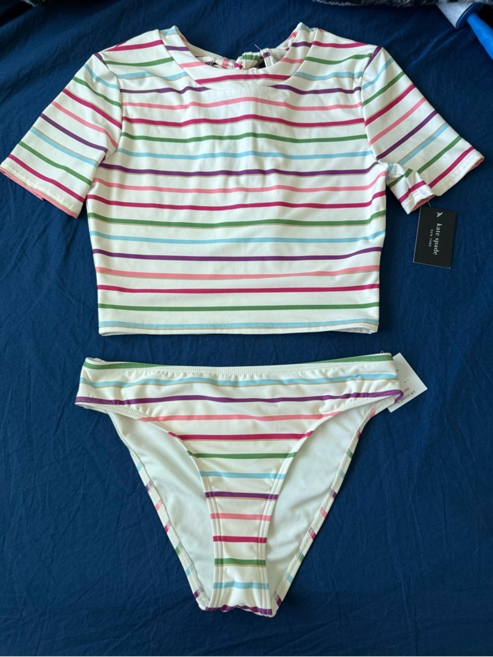 NWT Kate Spade Women’s (Size M) Multi Colored Striped 2 piece Swim Set